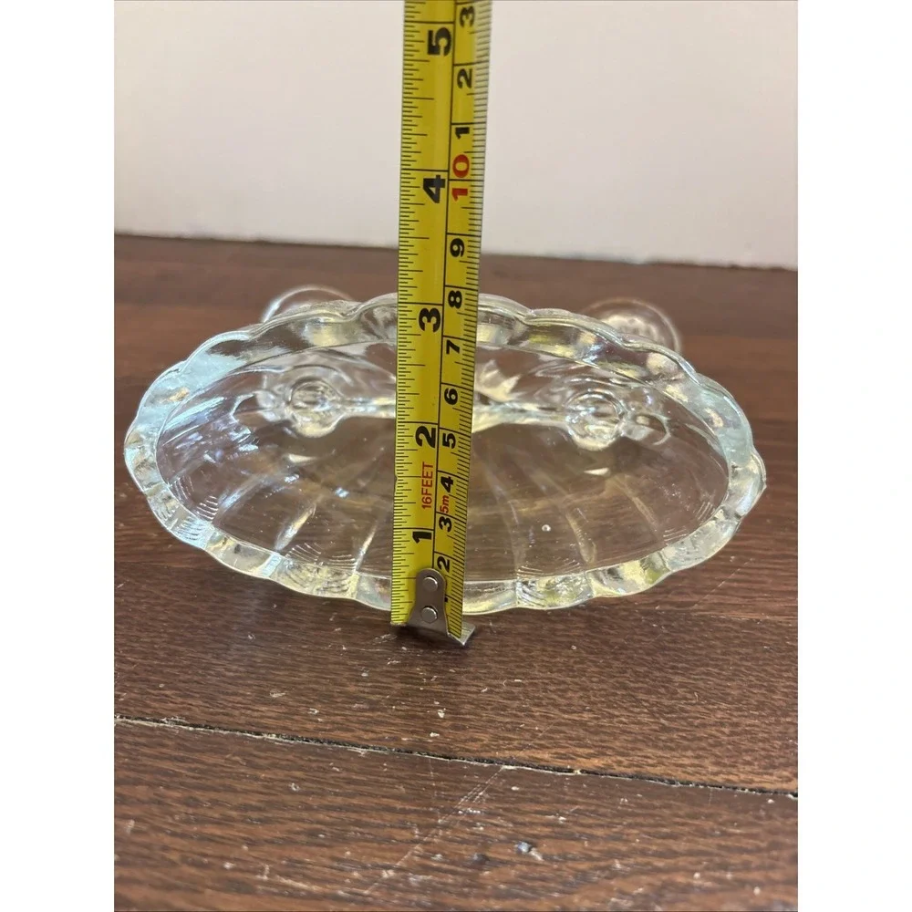 Vintage 1940s L E Smith Glass Double Light Candlestick Candle Holder Clear Glass